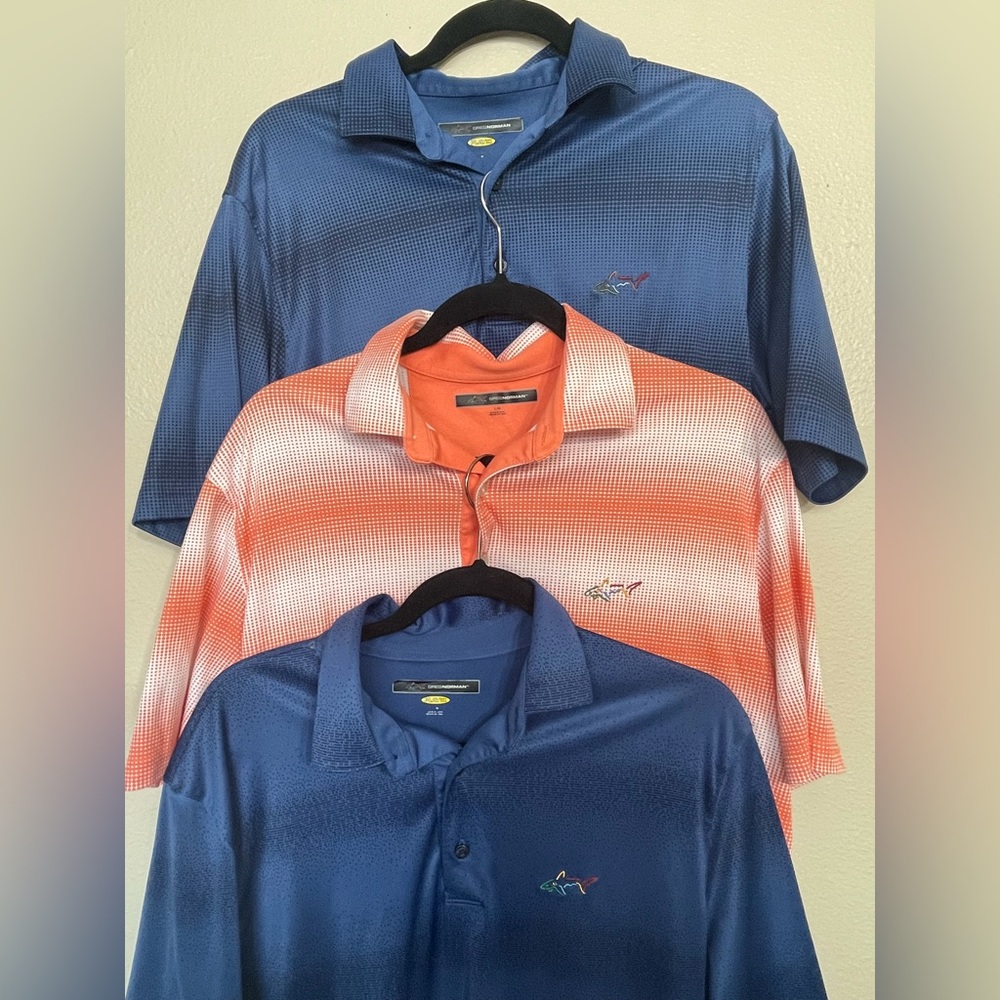 Greg Norman Collection Blue and Orange Polo Set of 3 men’s large